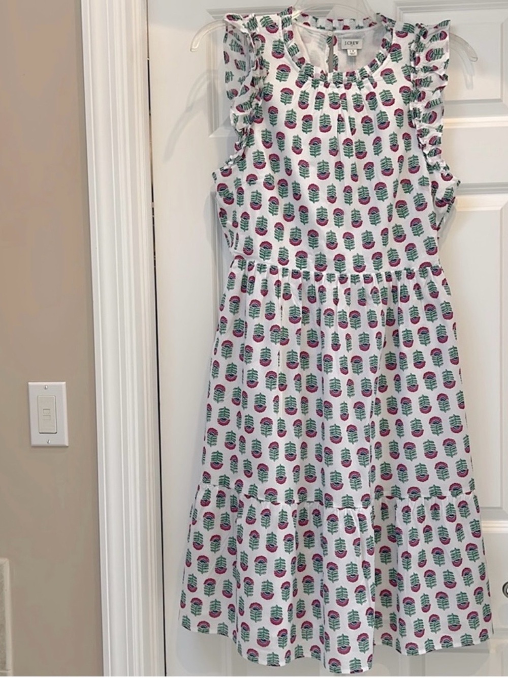 J. CREW NWT Size 14 Sleeveless Print dress with pockets 100% cotton, side zipper